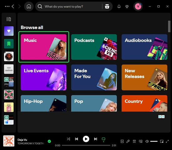 spotify desktop search browse all music