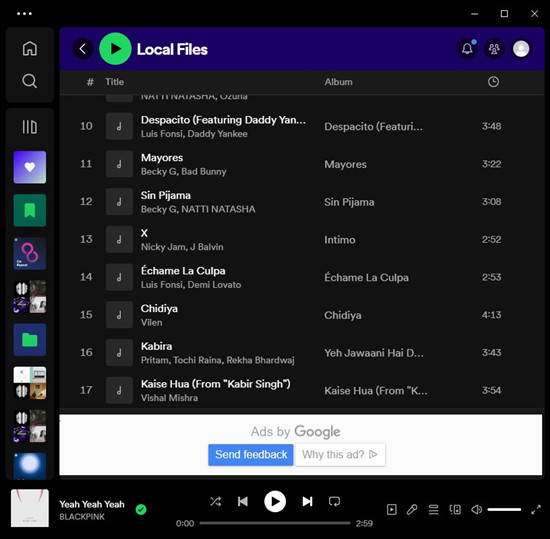 spotify local files album art not showing