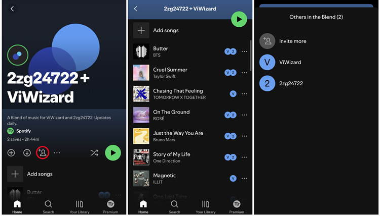 spotify mobile blend playlist invite more