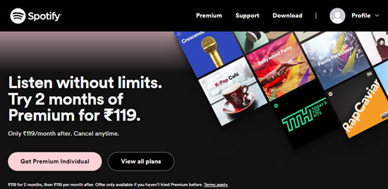 spotify premium free trial offer india