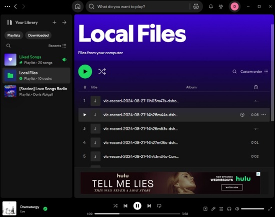 spotify recorded local files