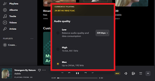 stream max quality tracks on tidal