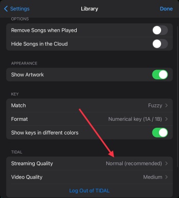 tidal audio quality in djay