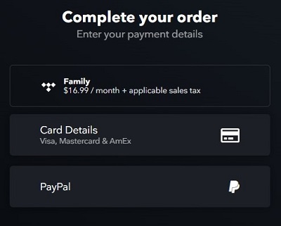 tidal family plan payment