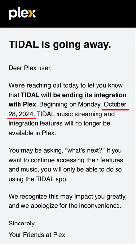 tidal is going away