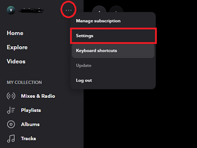 tidal settings on desktop