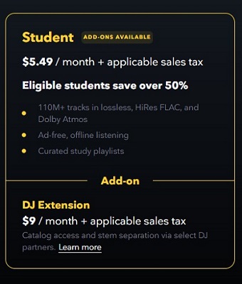 tidal student plan