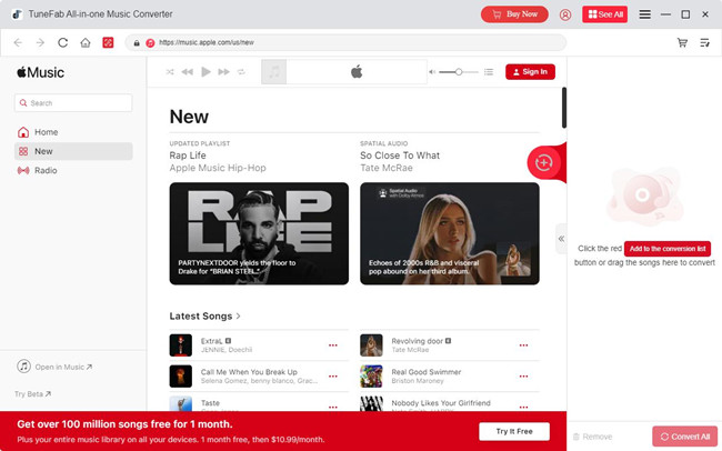 tunefab apple music converter main interface