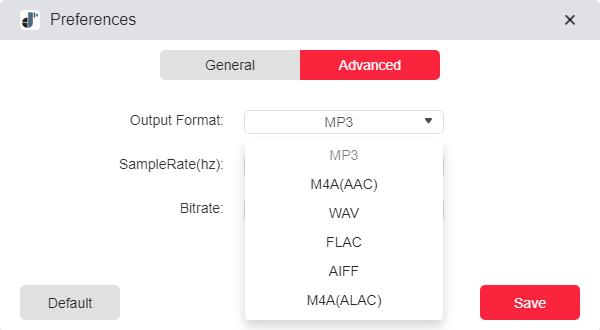 tunefab apple music converter preferences advanced output format