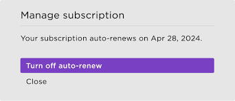 turn off auto renew of pandora on roku