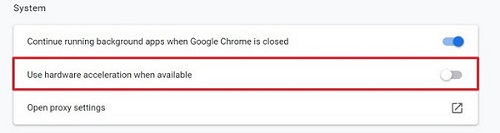 turn off hardware acceleration on chrome