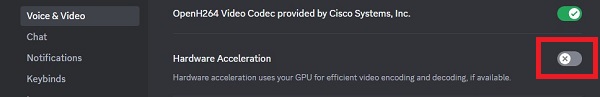 turn off hardware acceleration on discord