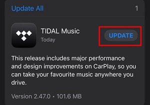 update tidal app