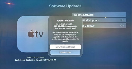 update tvos on apple tv