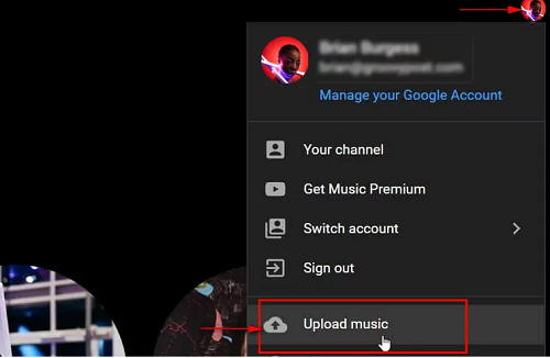 upload music on youtube music