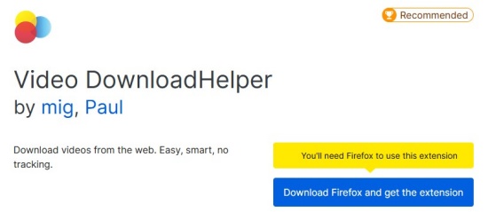 video downloader helper extension on firefox