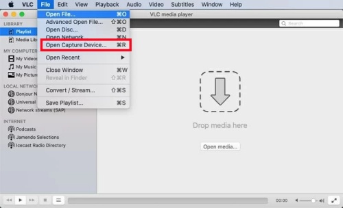 vlc open capture device mac