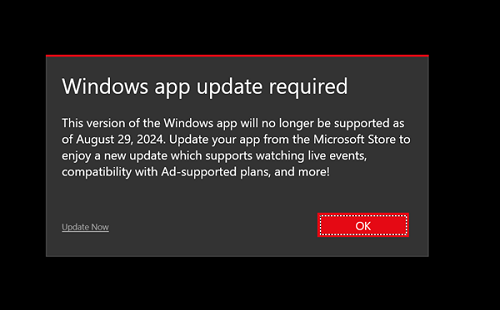 windows app update required