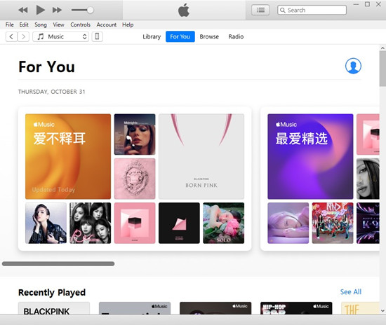 windows itunes for you interface