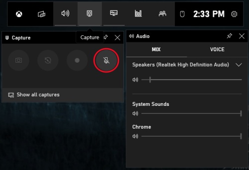 xbox game bar microphone icon