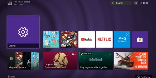 xbox home screen