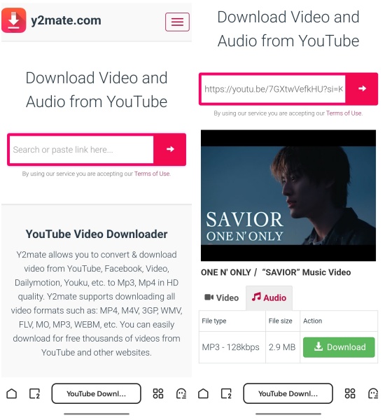 y2mate download youtube music on mobile