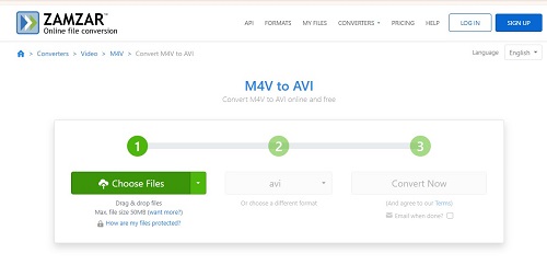zamzar m4v to avi