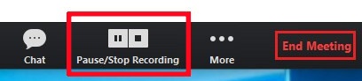 zoom meeting pause or stop recording