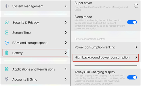 disable power saving mode